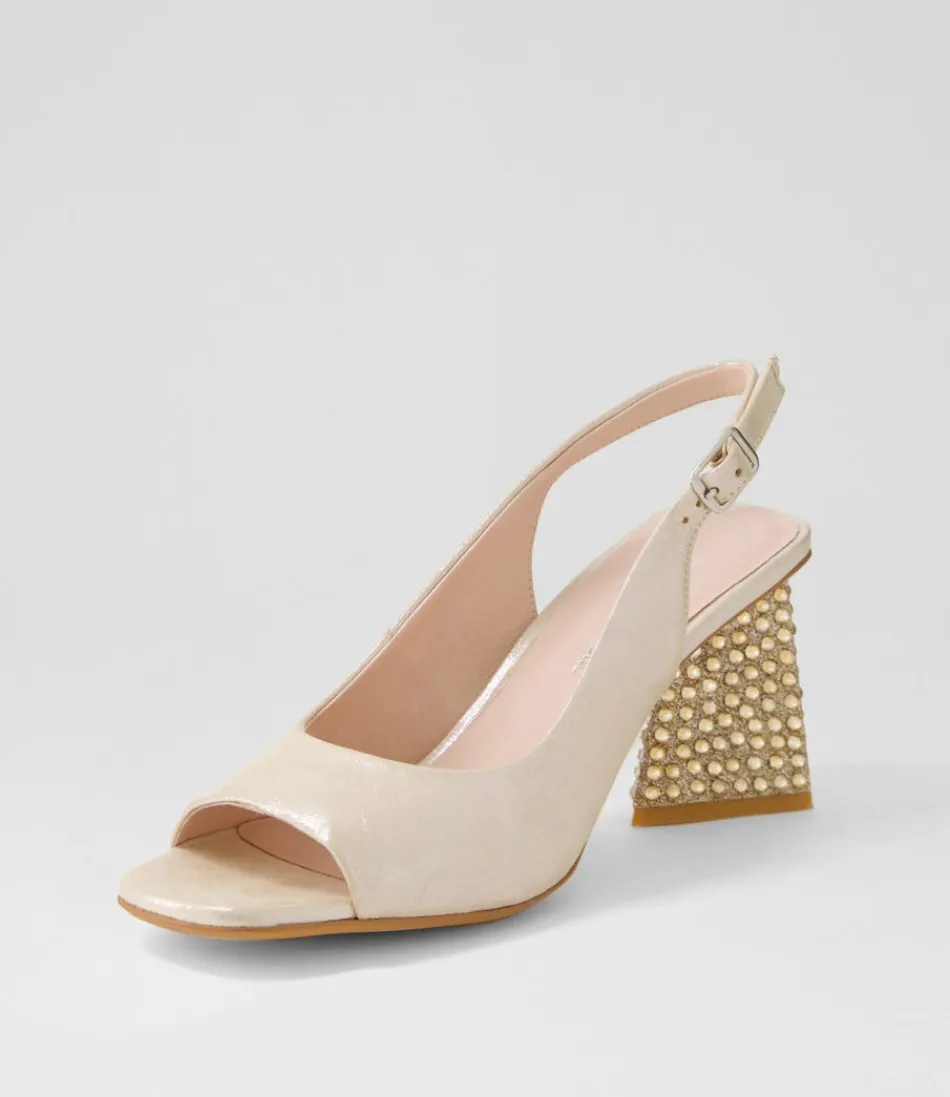 Women DJANGO & JULIETTE Heels<Lantos Nude Shimmer Leather Jewels Sandals