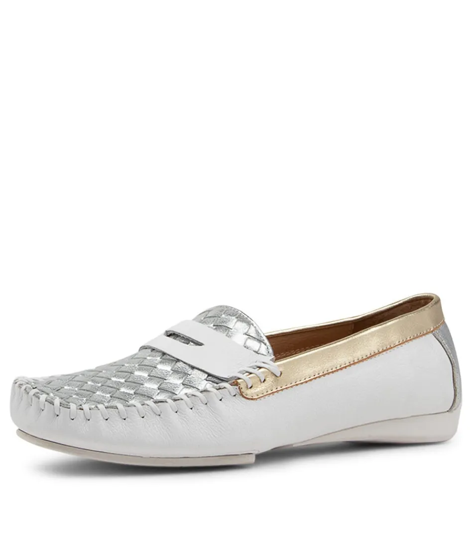 Women DJANGO & JULIETTE Loafers<Larikan White Metallic Leather Loafers