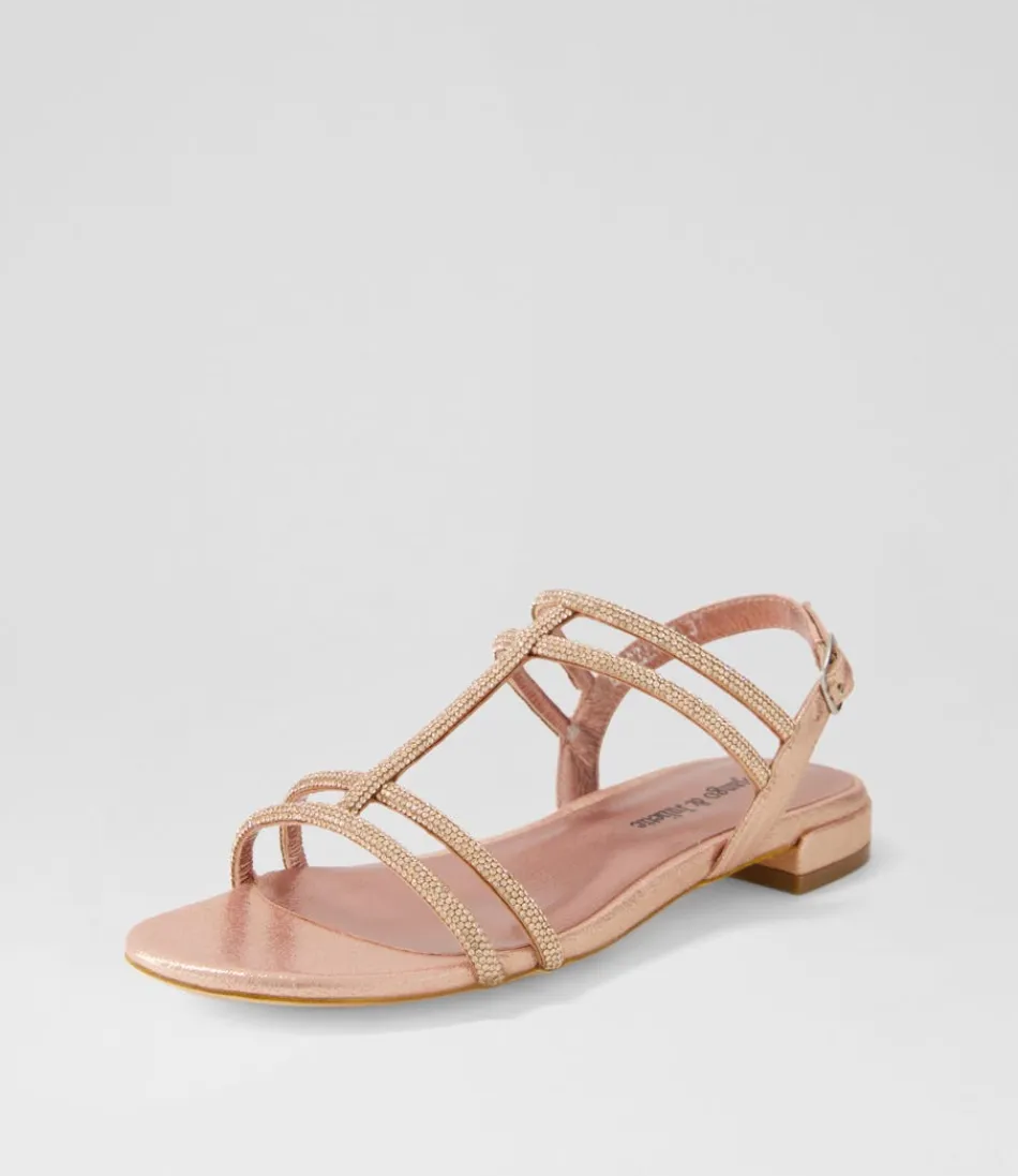 Women DJANGO & JULIETTE Flats<Laroza Nude Fabric Jewels Sandals