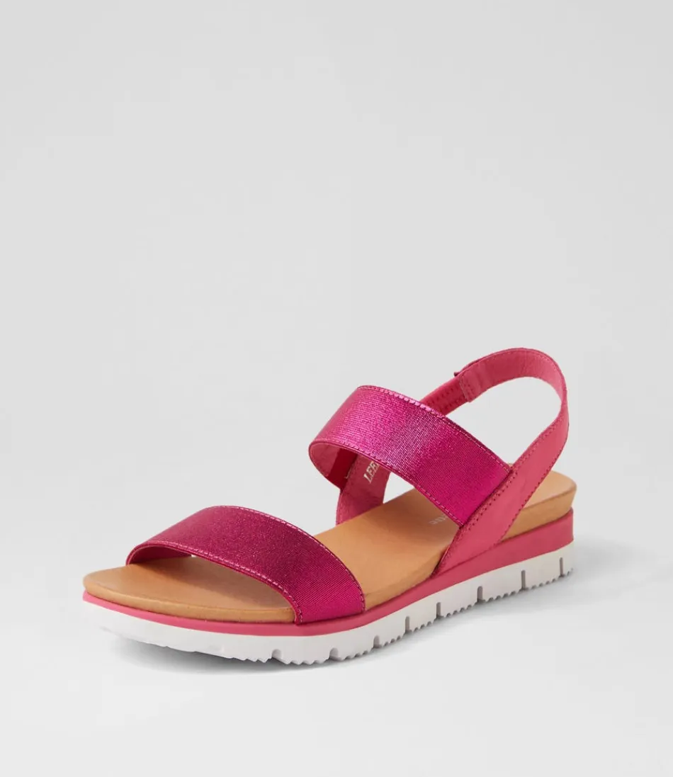 Women DJANGO & JULIETTE Wedges<Leeka Fuchsia Shine Elastic Leather Sandals