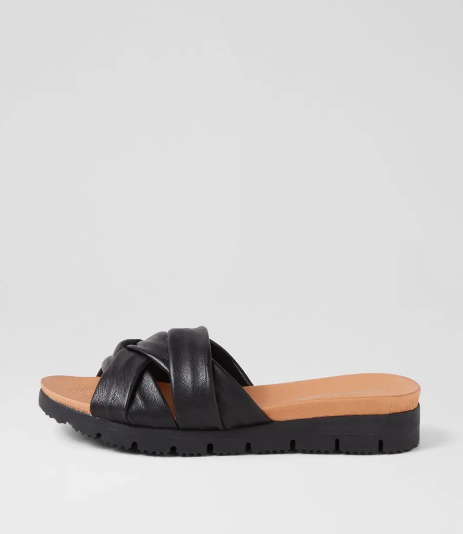 Women DJANGO & JULIETTE Wedges<Liike Black Leather Slides