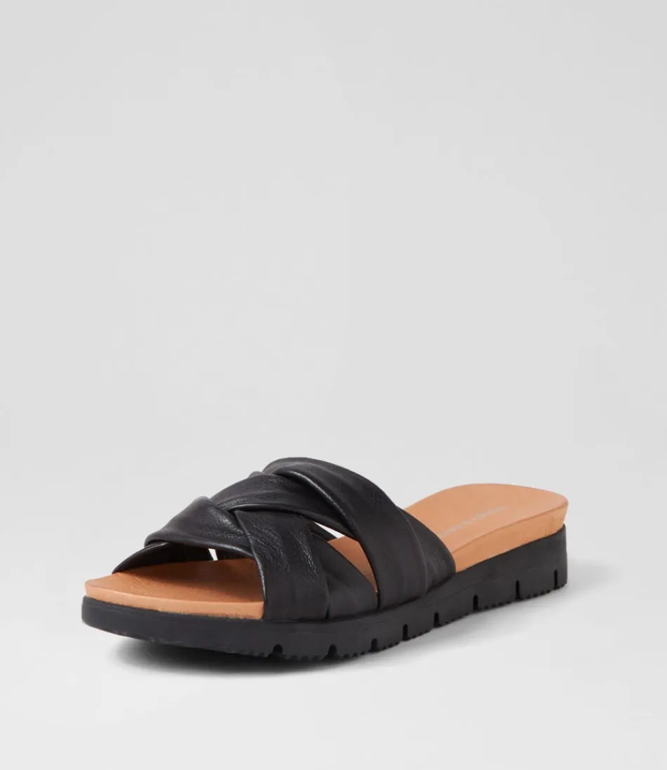 Women DJANGO & JULIETTE Wedges<Liike Black Leather Slides