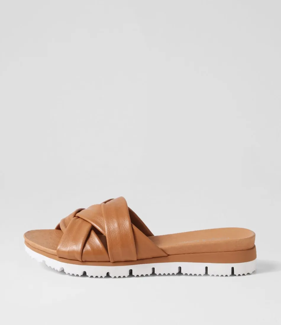 Women DJANGO & JULIETTE Wedges<Liike Dark Tan Leather Slides