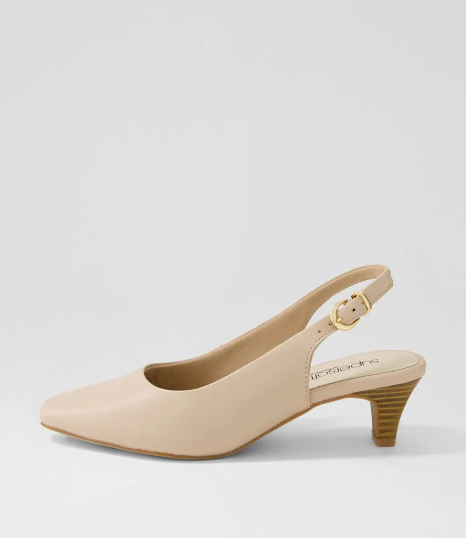 Women SUPERSOFT Comfort<Linden3 Nude Leather Heels