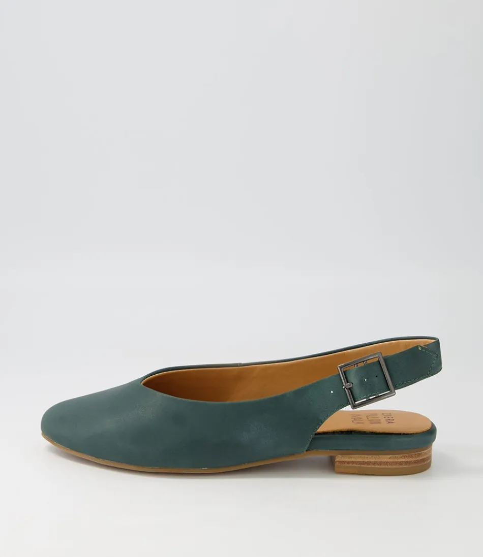 Women ZIERA Comfort<Lisa W Dark Emerald Leather Flat Shoes