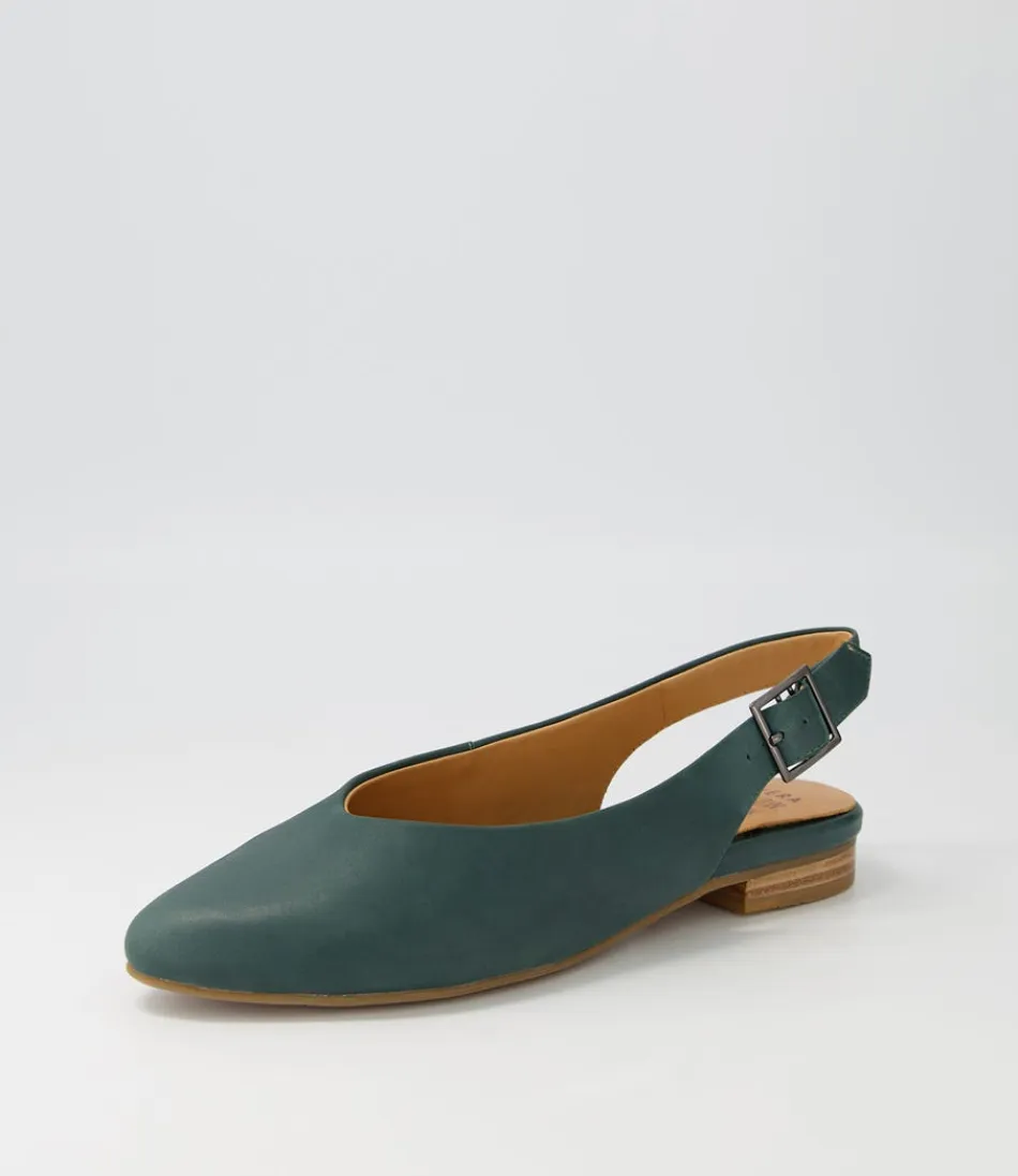 Women ZIERA Comfort<Lisa W Dark Emerald Leather Flat Shoes