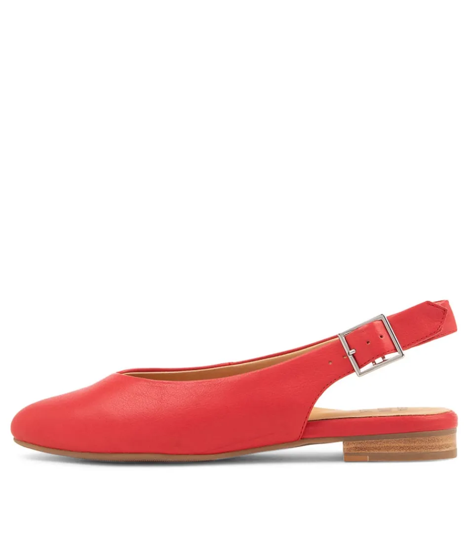 Women ZIERA Comfort<Lisa W Red Leather Flat Shoes