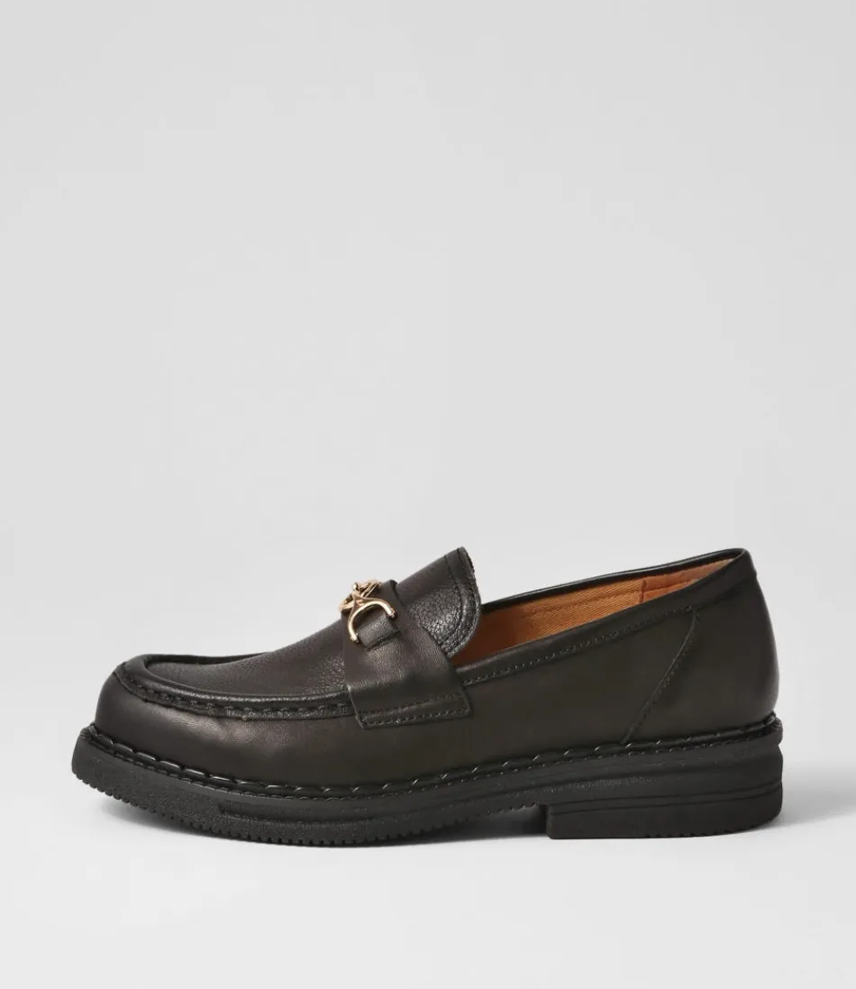 Women ROLLIE Loafers<Loafer Rise All Black Leather Loafers