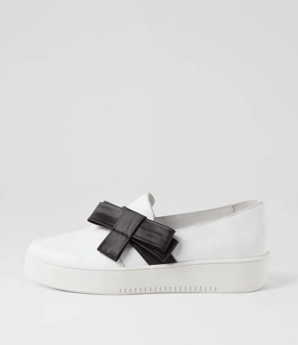 Women DJANGO & JULIETTE Sneakers<Lokki White Black Satin Leather Sneakers