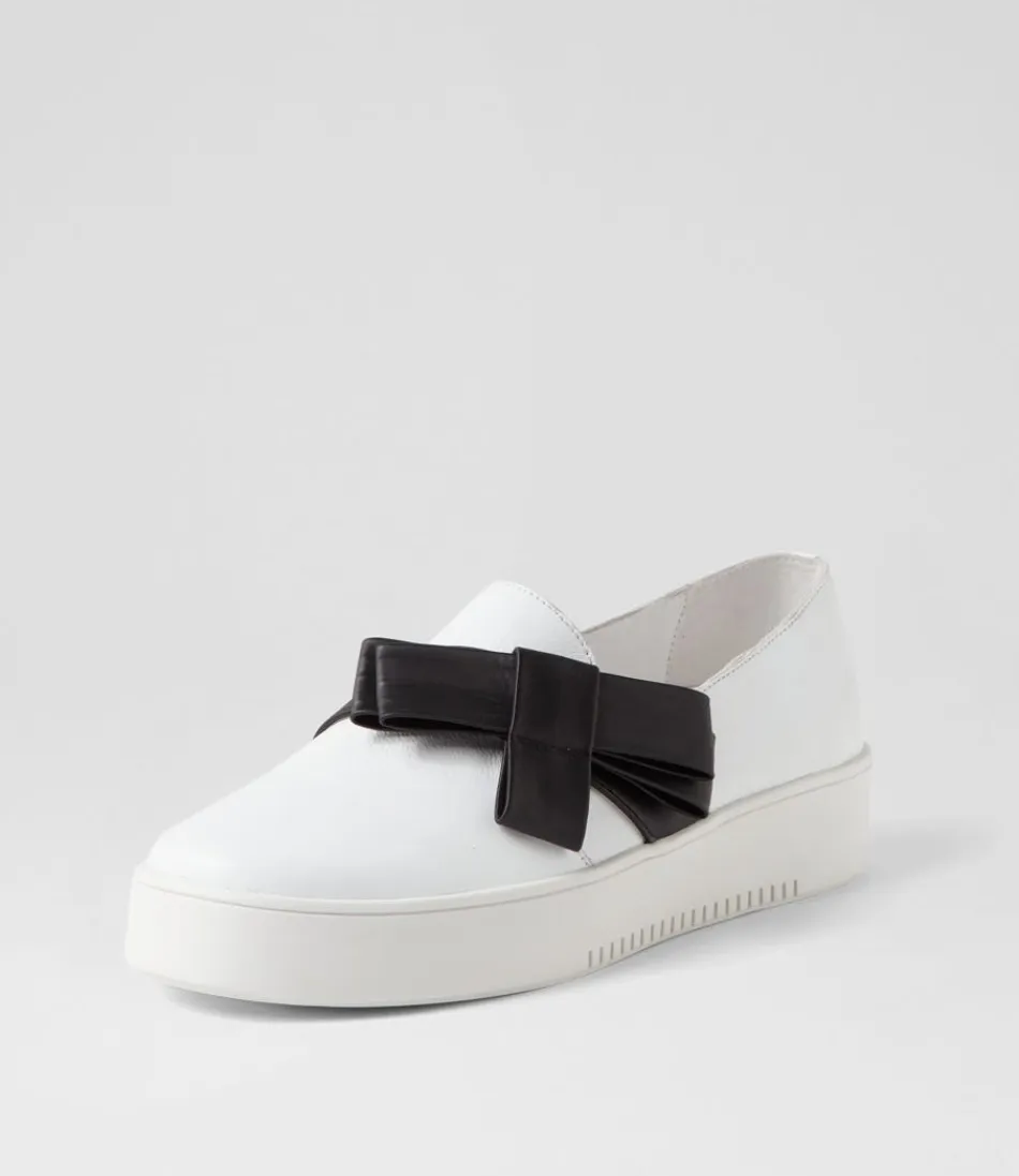 Women DJANGO & JULIETTE Sneakers<Lokki White Black Satin Leather Sneakers