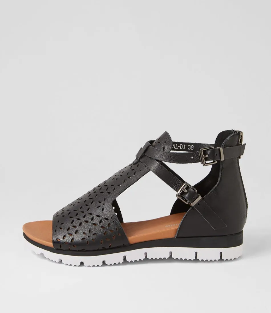 Women DJANGO & JULIETTE Wedges<Lopical Black White Leather Sandals