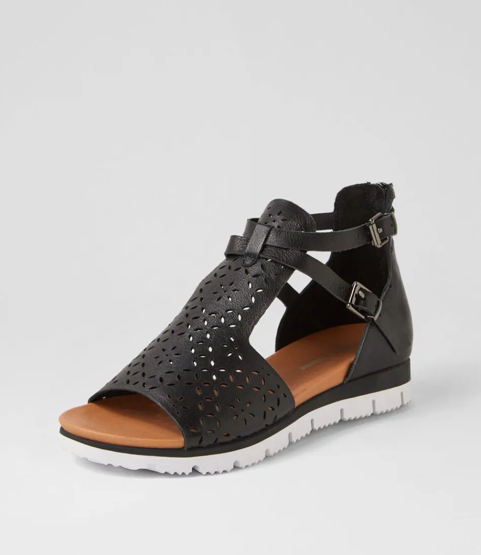 Women DJANGO & JULIETTE Wedges<Lopical Black White Leather Sandals