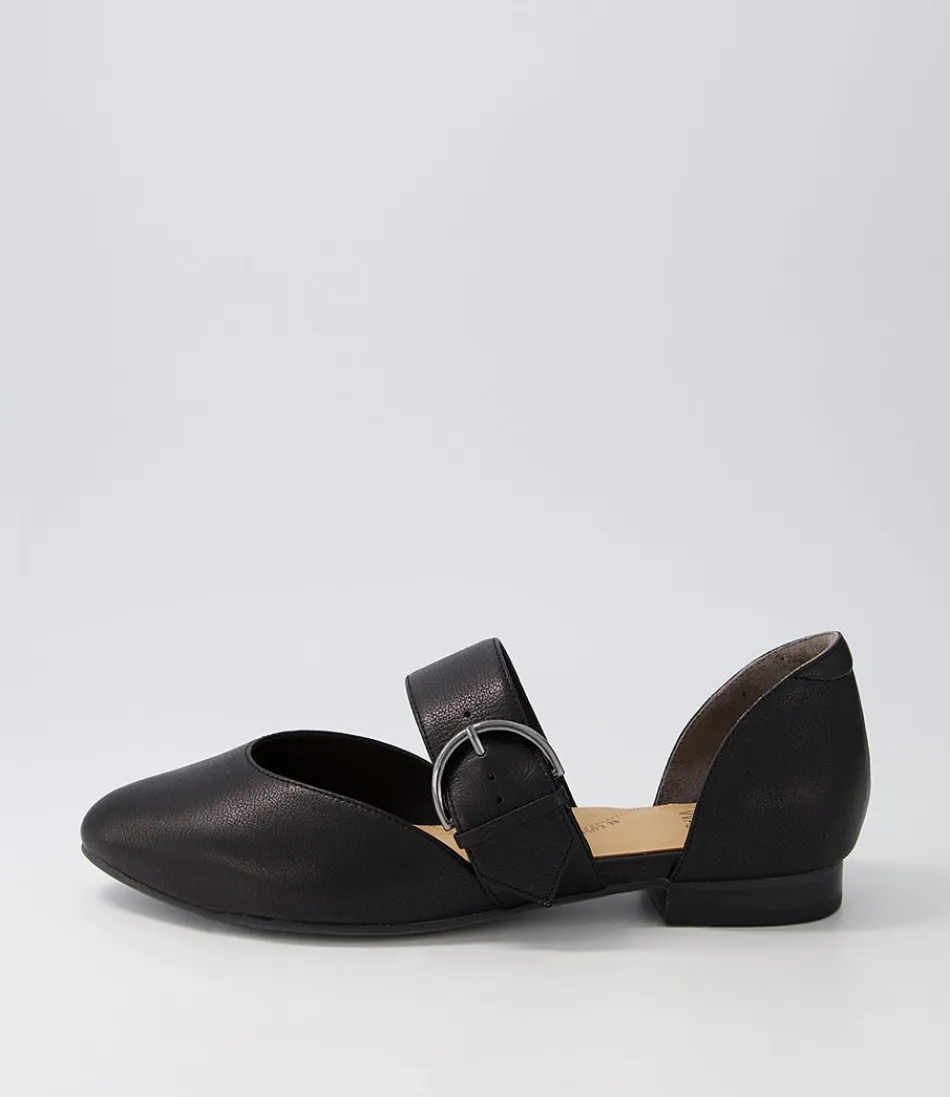 Women ZIERA Flats<Loraa W Black Buckle Leather Ballet Flats