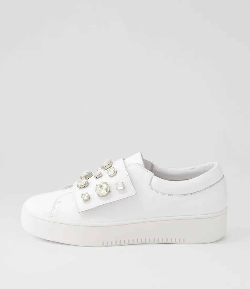 Women DJANGO & JULIETTE Sneakers<Lunit White Silver Jewels Leather Sneakers