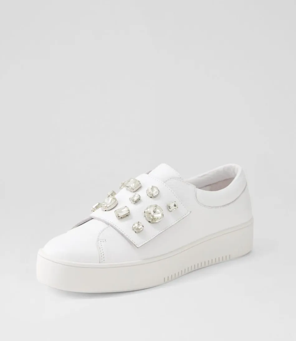 Women DJANGO & JULIETTE Sneakers<Lunit White Silver Jewels Leather Sneakers