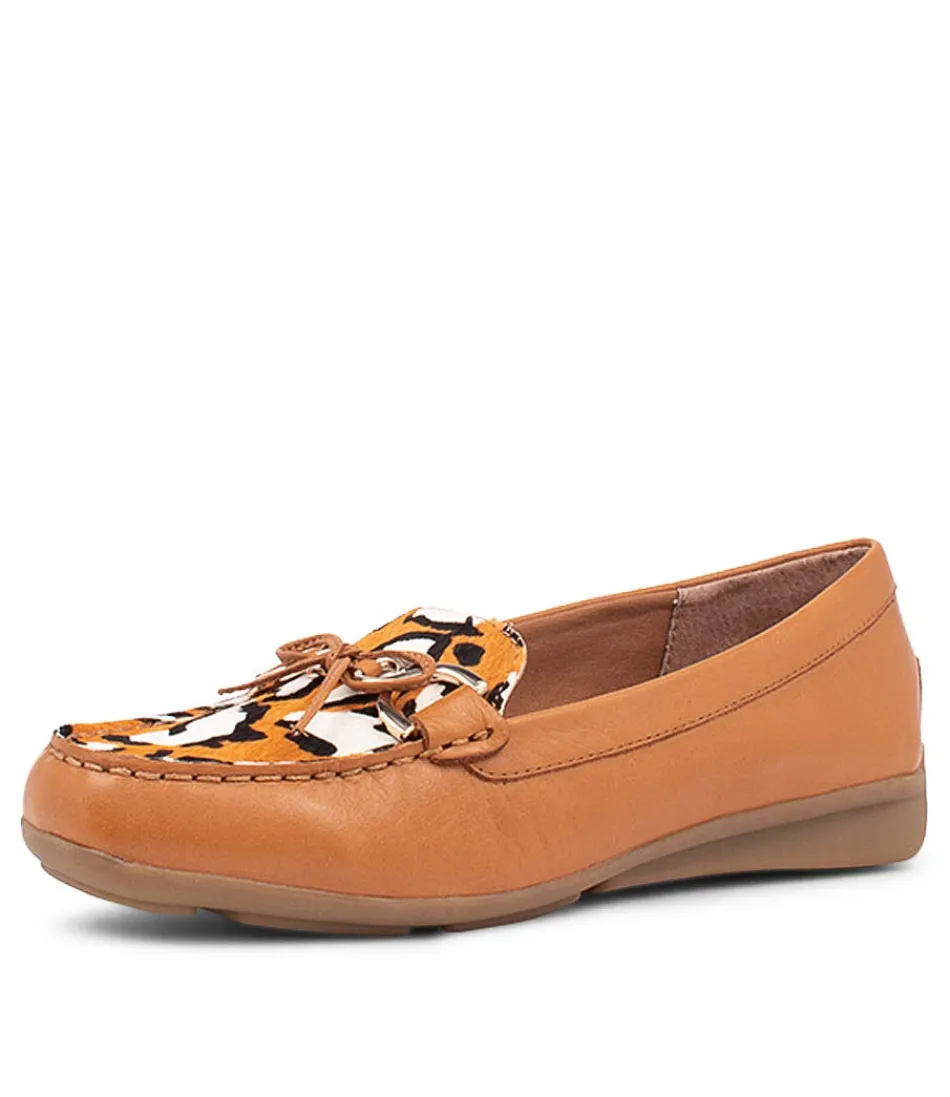 Women SUPERSOFT Loafers<Lyins Tan Cheetah Pony Leather Flat Shoes