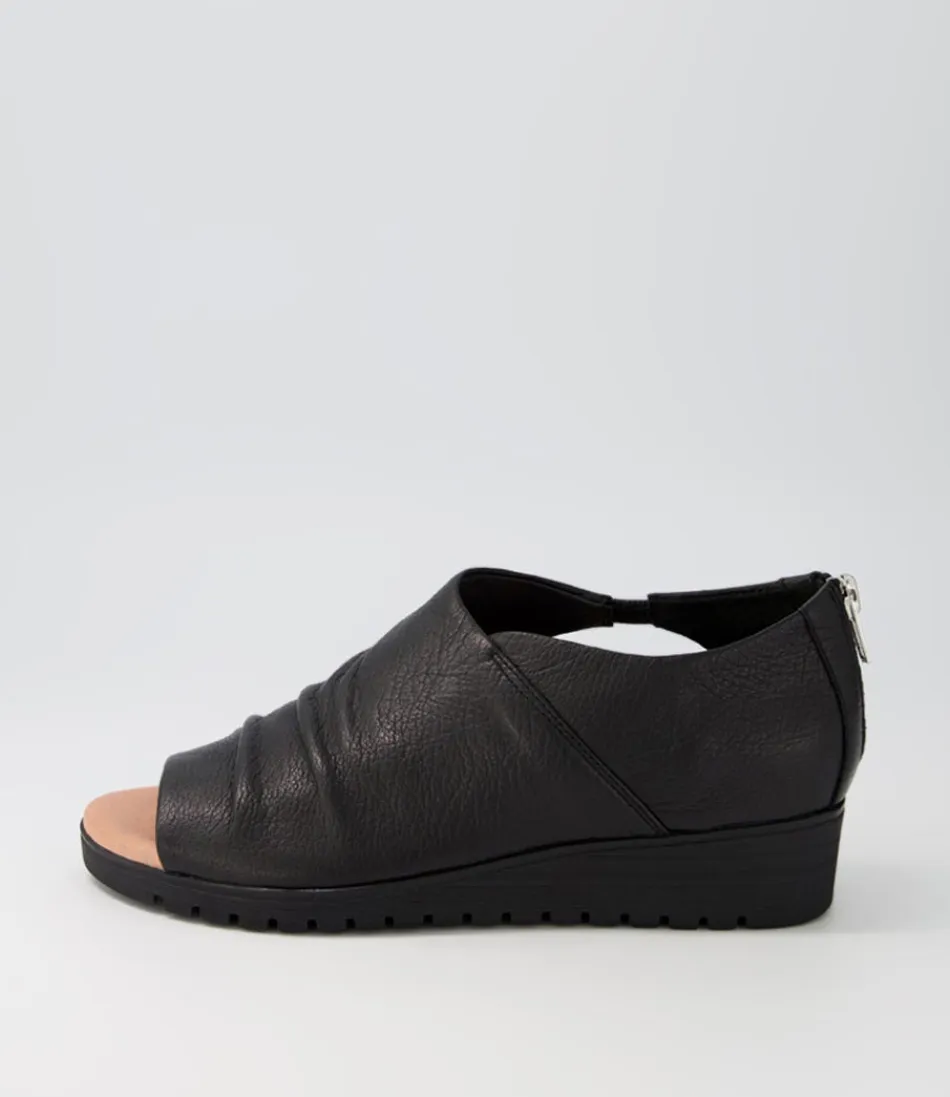 Women DJANGO & JULIETTE Wedges<Macerio Black Leather Sandals Bs