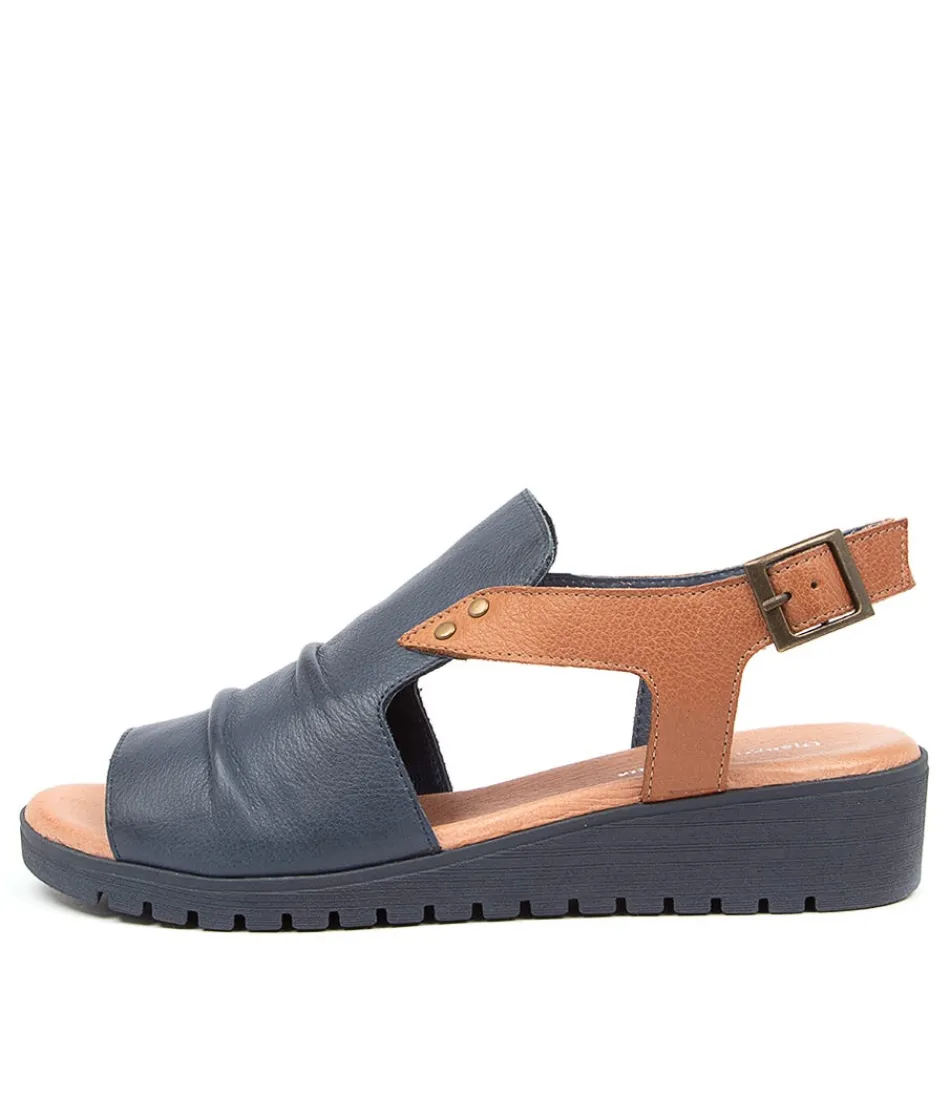 Women DJANGO & JULIETTE Wedges<Madis Navy-Dk Tan Leather