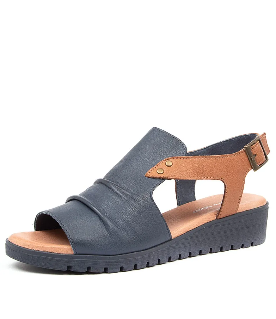 Women DJANGO & JULIETTE Wedges<Madis Navy-Dk Tan Leather