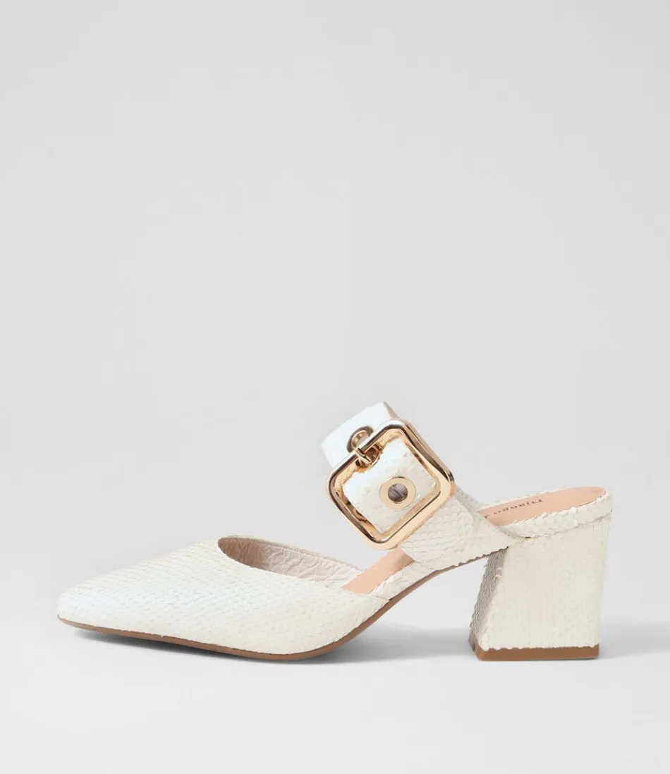 Women DJANGO & JULIETTE Heels<Maerys White Small Cut Leather Mules