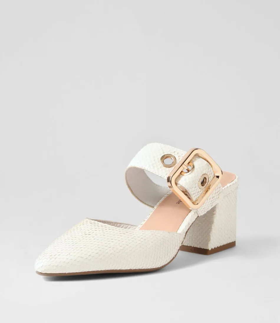 Women DJANGO & JULIETTE Heels<Maerys White Small Cut Leather Mules