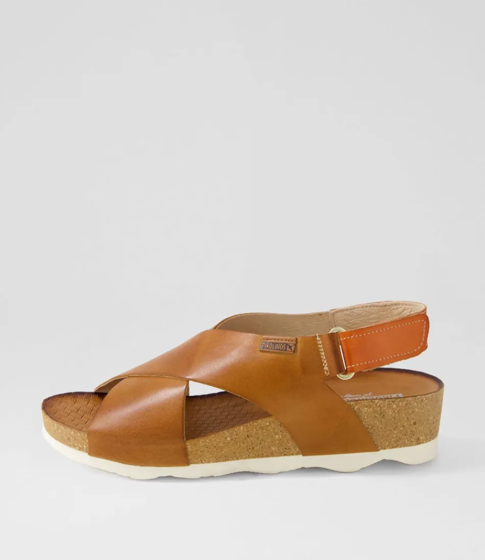 Women PIKOLINOS Flats<Mahon 12 Brandy Leather Sandals