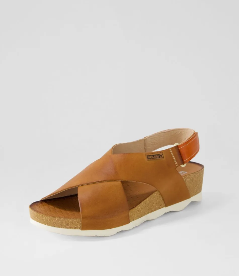 Women PIKOLINOS Flats<Mahon 12 Brandy Leather Sandals