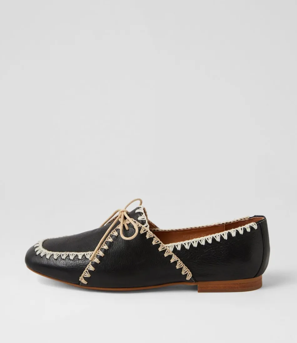 Women TOP END Flats<Maire Black Natural Leather Mary Janes