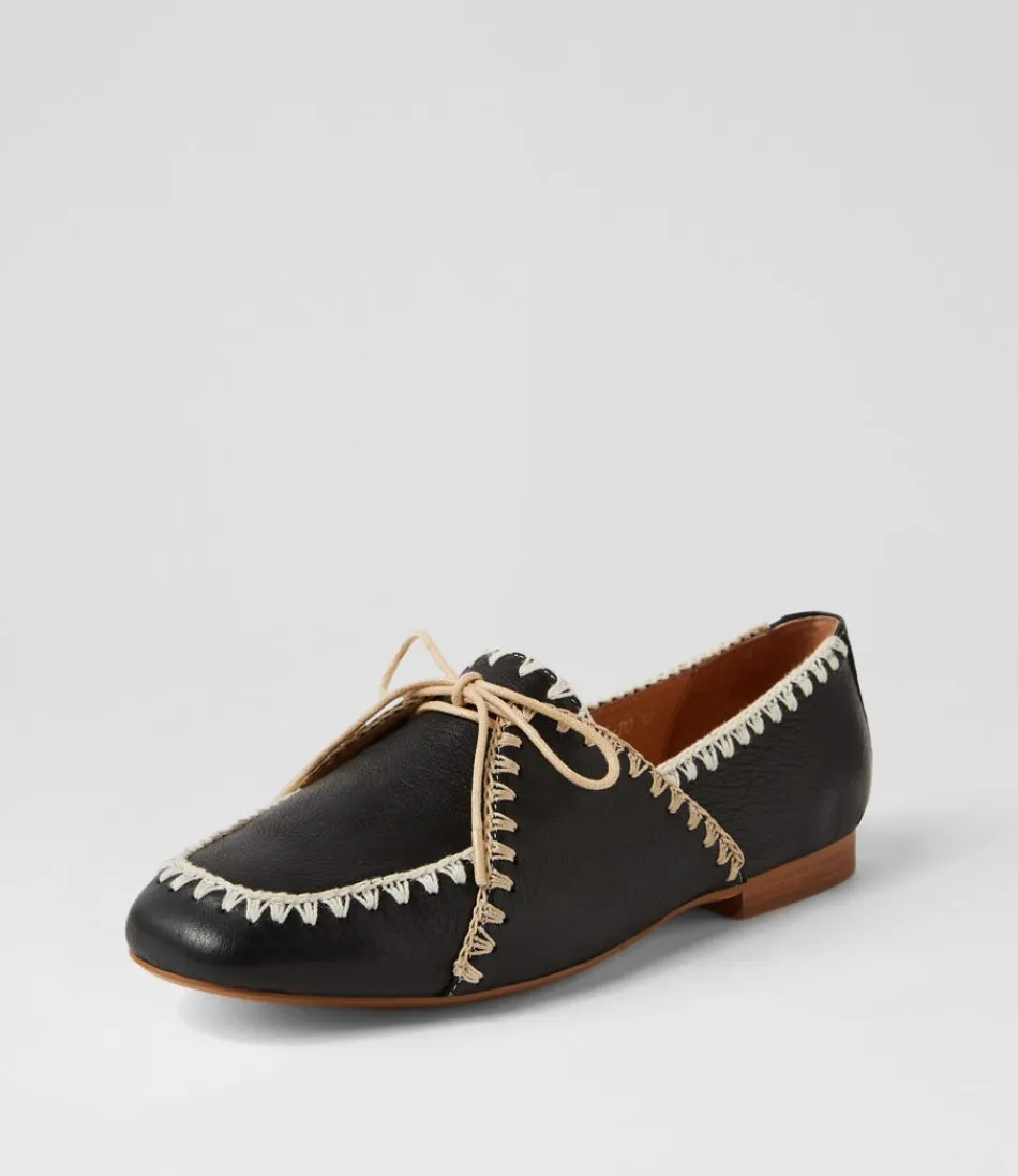 Women TOP END Flats<Maire Black Natural Leather Mary Janes