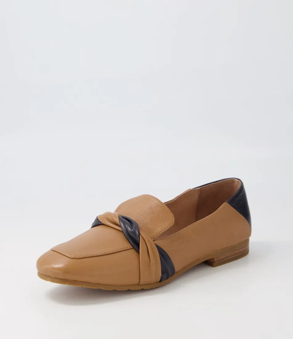 Women TOP END Loafers<Majorca Dark Tan Navy Leather Loafers