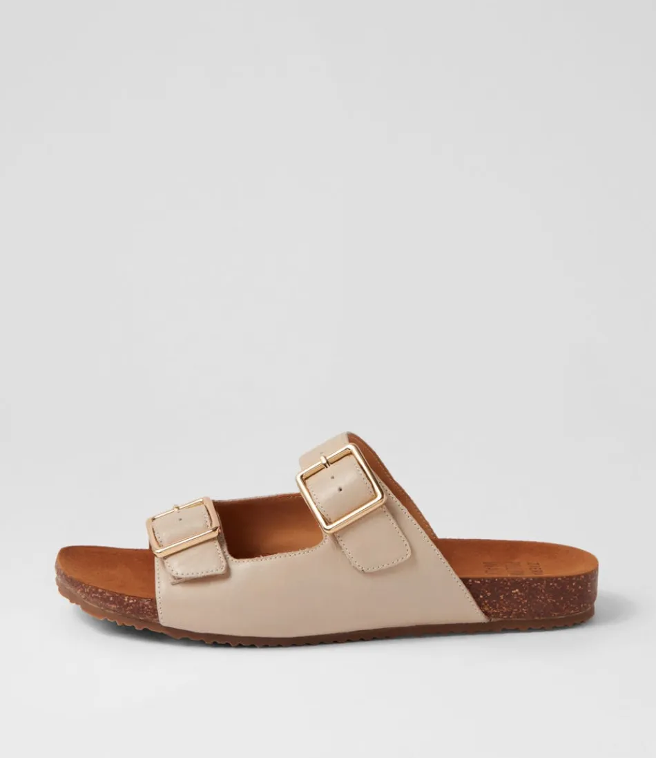 Women ZIERA Flats<Makosa Xw Almond Leather Slides