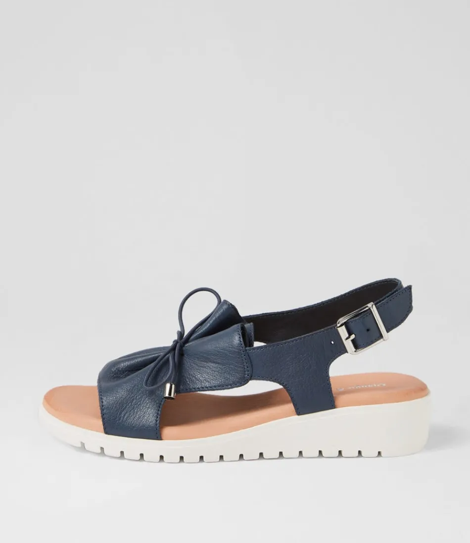 Women DJANGO & JULIETTE Wedges<Malika Navy White Leather Sandals