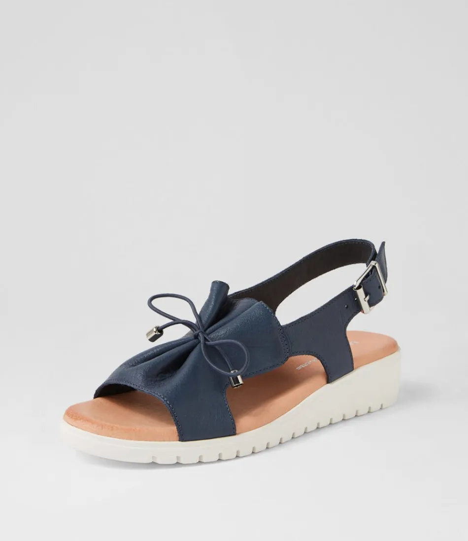 Women DJANGO & JULIETTE Wedges<Malika Navy White Leather Sandals