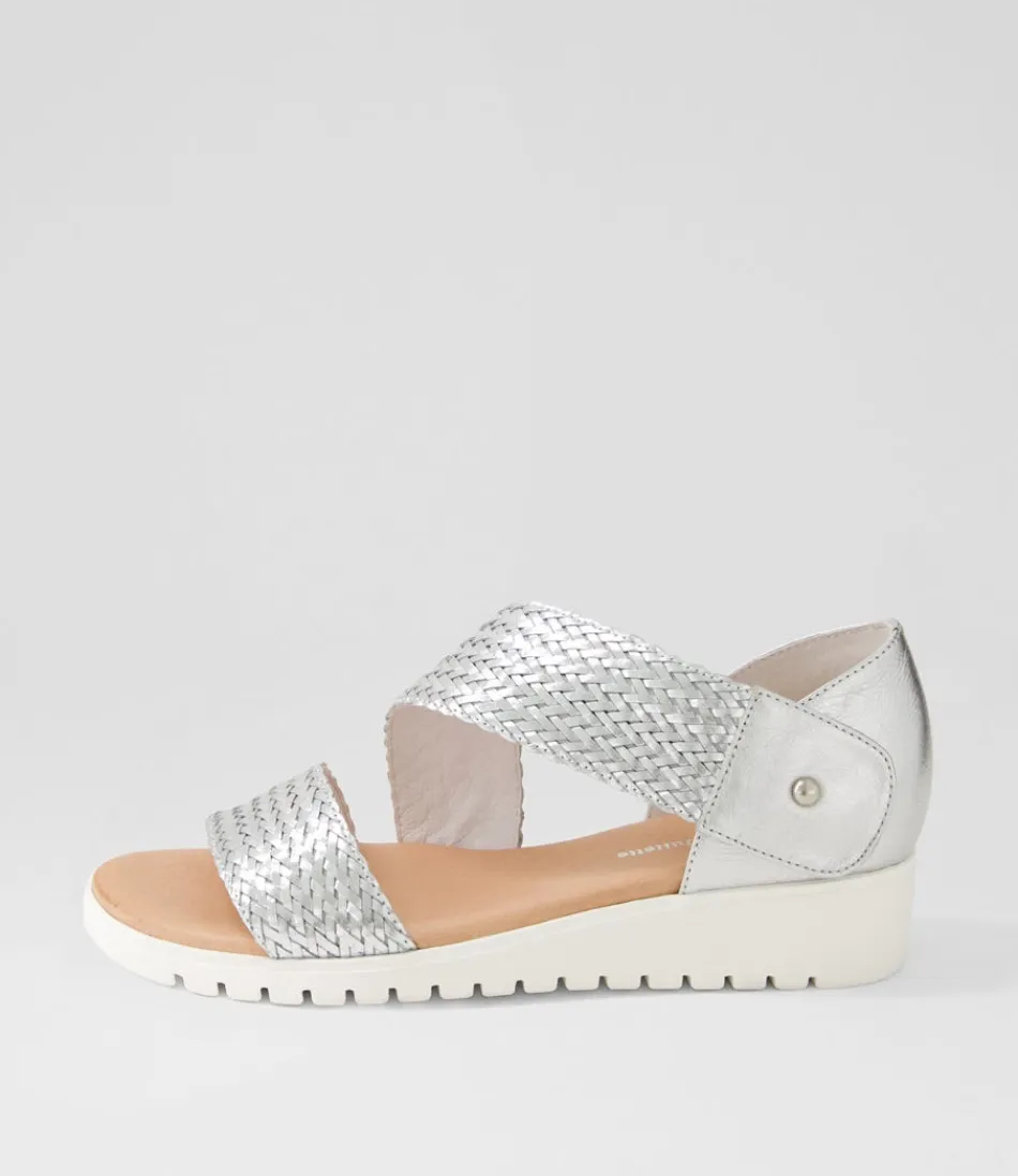 Women DJANGO & JULIETTE Wedges<Malkie Silver Weave Leather Sandals