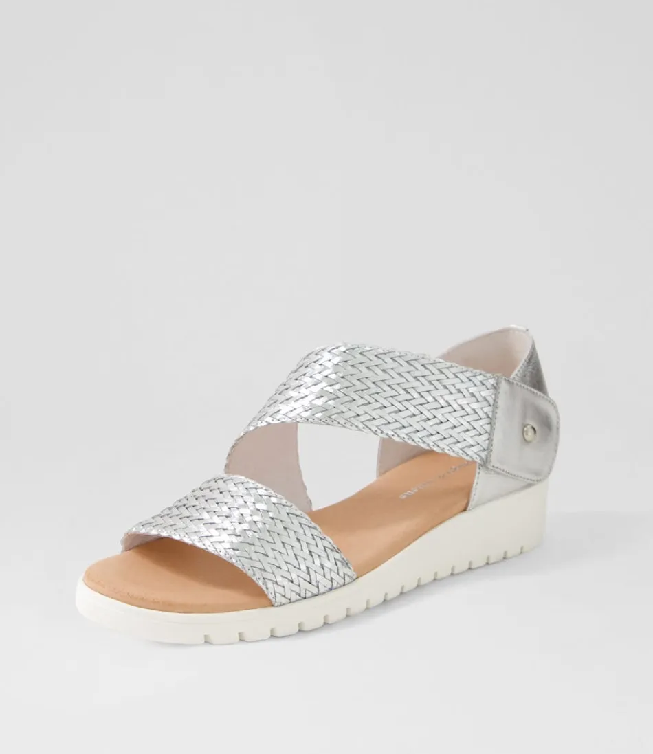 Women DJANGO & JULIETTE Wedges<Malkie Silver Weave Leather Sandals