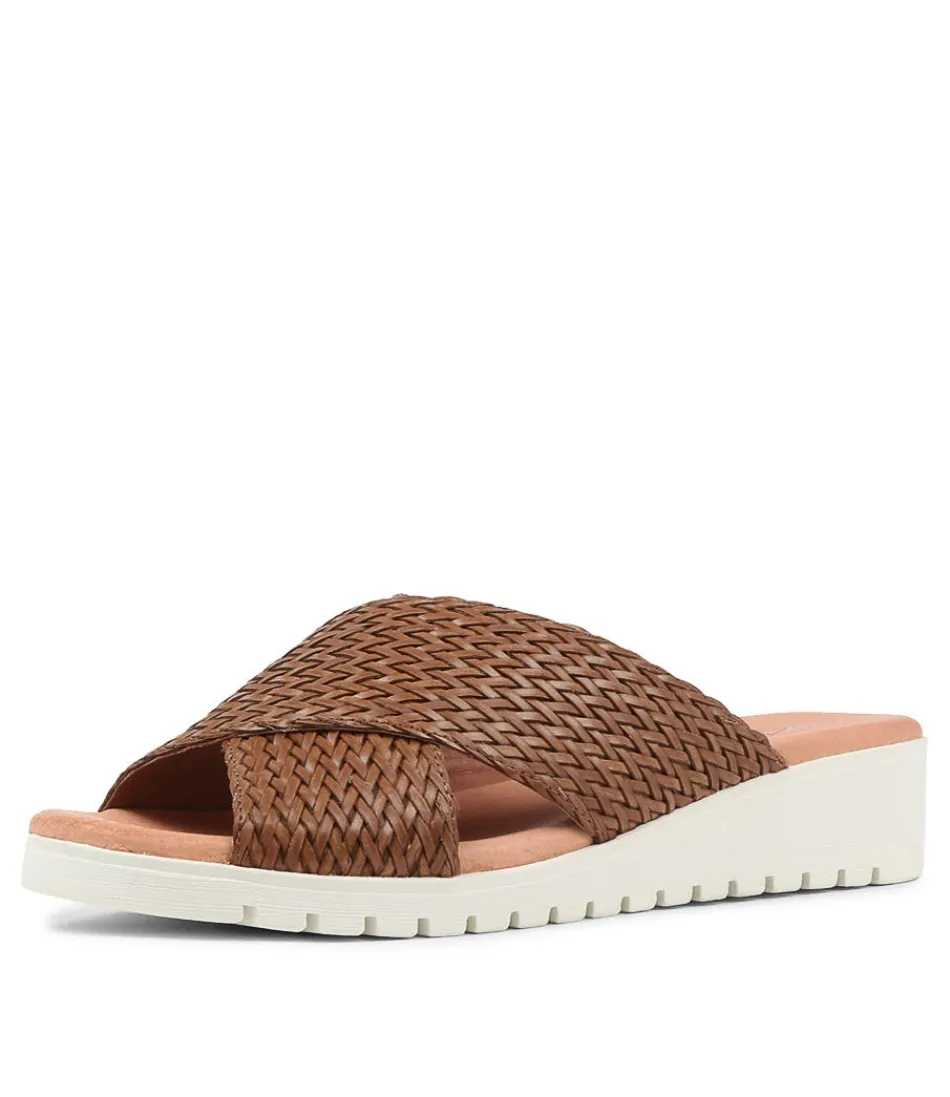 Women DJANGO & JULIETTE Wedges<Manal Dark Tan Weave Slides