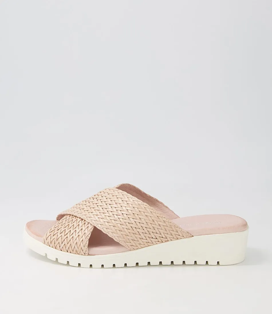 Women DJANGO & JULIETTE Wedges<Manal Nude Weave Slides