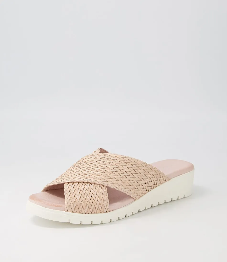 Women DJANGO & JULIETTE Wedges<Manal Nude Weave Slides