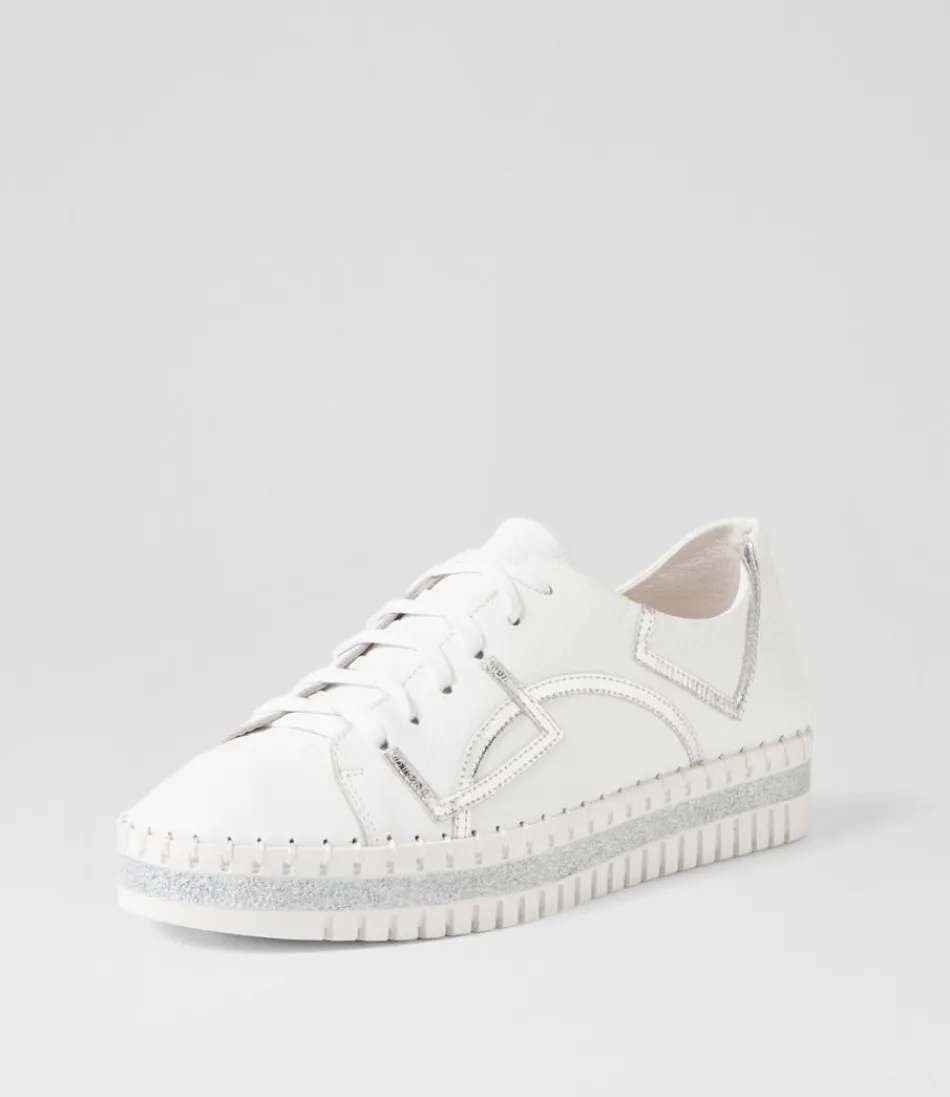 Women DJANGO & JULIETTE Sneakers<Mando White Silver Crush Leather Sneakers