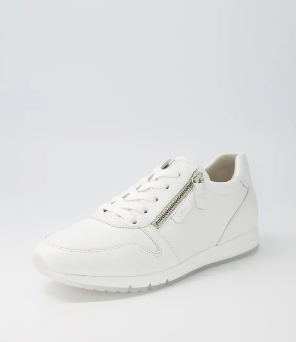 Women GABOR Comfort<Manel Weiss Leather Sneakers