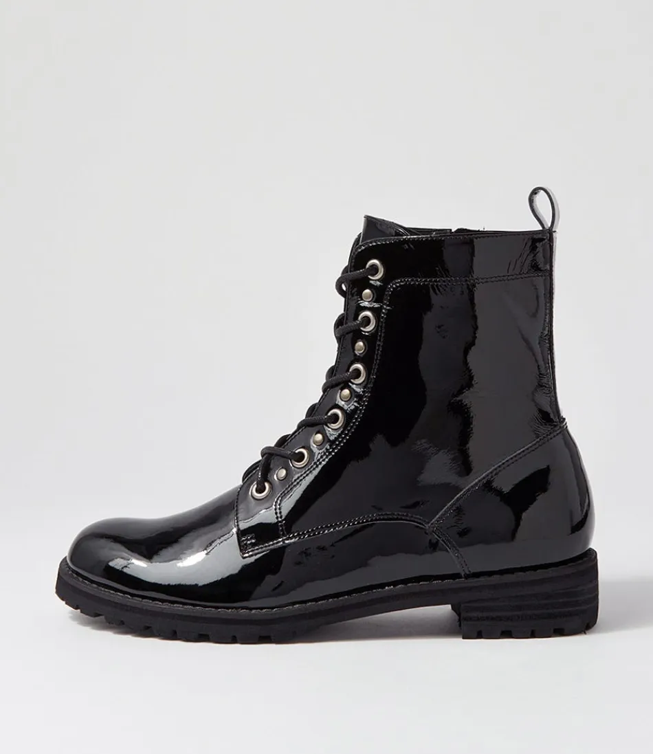 Women ZIERA Boots<Mangoes W Black Patent Leather Ankle Boots