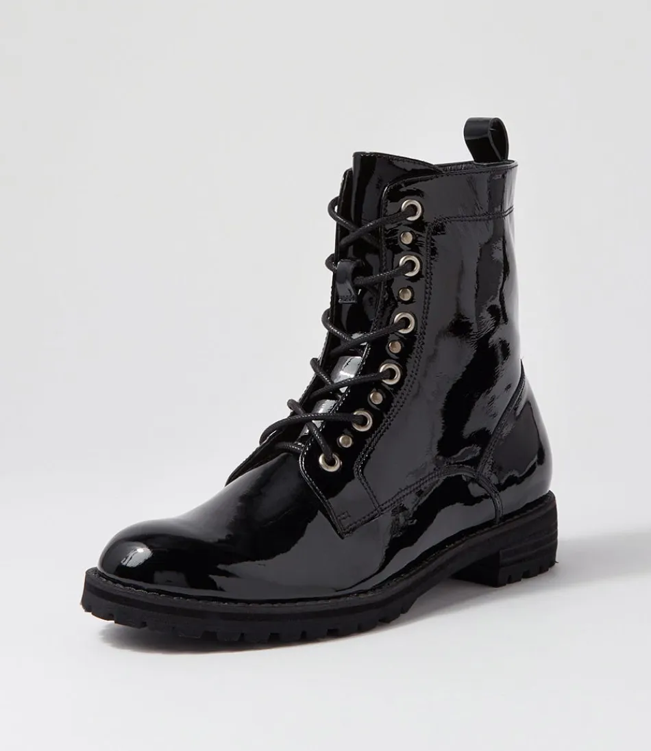 Women ZIERA Boots<Mangoes W Black Patent Leather Ankle Boots