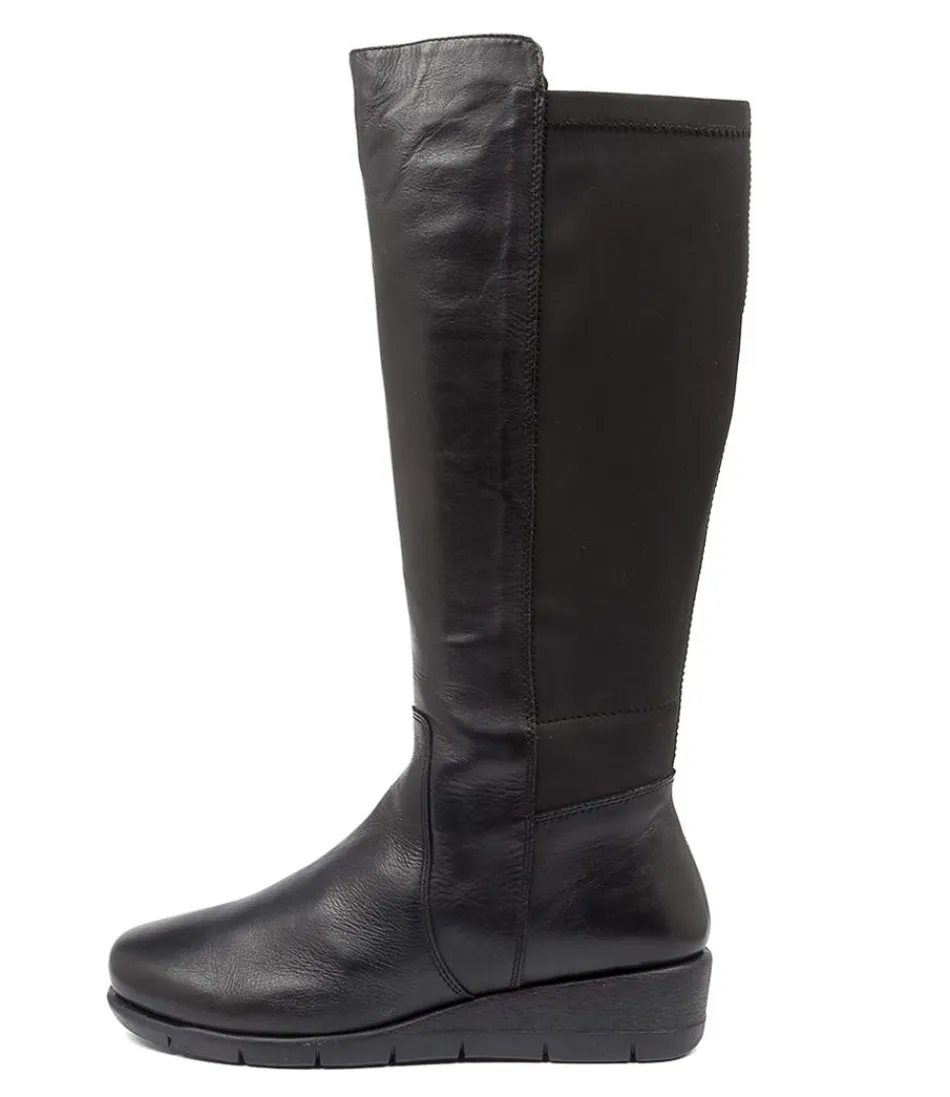 Women SUPERSOFT Boots<Marcelina Blk Leath-Lycra