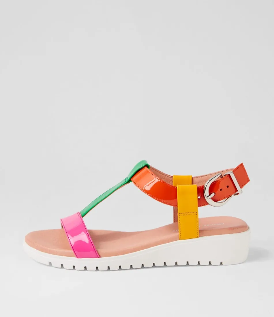 Women DJANGO & JULIETTE Wedges<Marj Bright Patent Multi Sandals