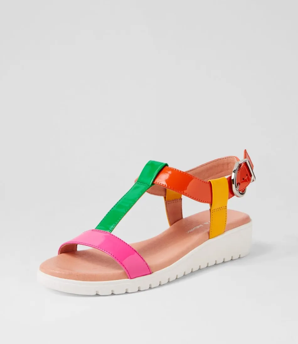 Women DJANGO & JULIETTE Wedges<Marj Bright Patent Multi Sandals