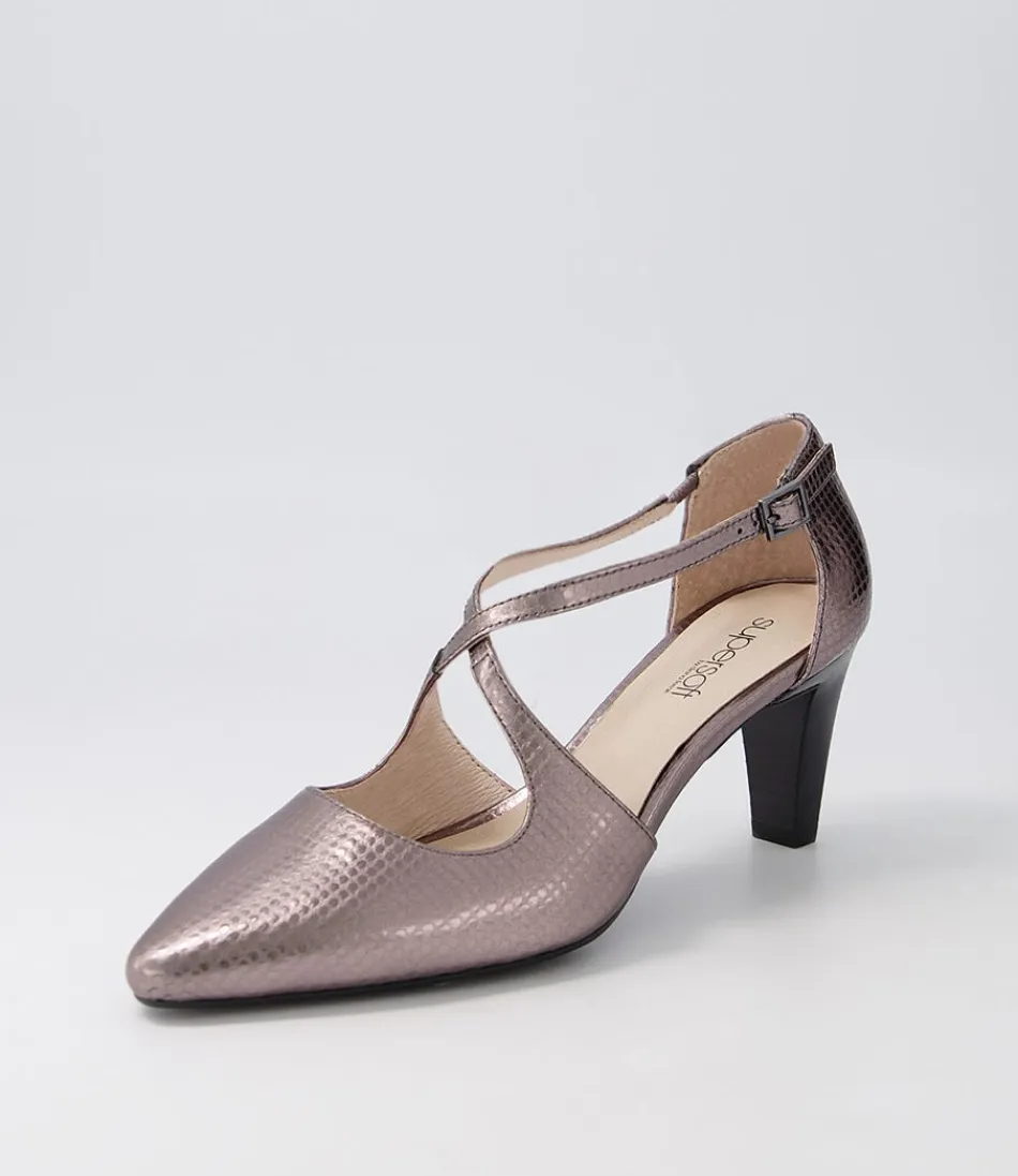 Women SUPERSOFT Comfort<Marnee2 Gunmetal Snake Leather Heels