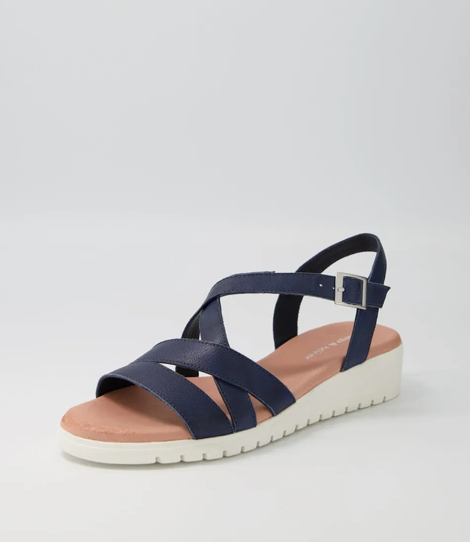 Women DJANGO & JULIETTE Wedges<Matedy Navy Leather Sandals