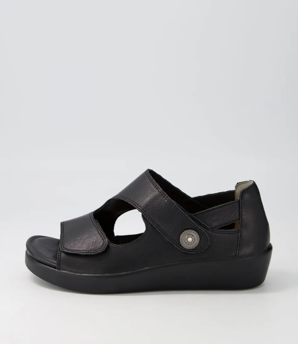 Women ZIERA Wedges<Matillda W Black Leather Sandals