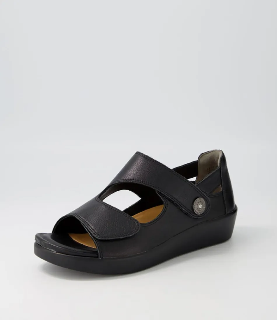 Women ZIERA Wedges<Matillda W Black Leather Sandals