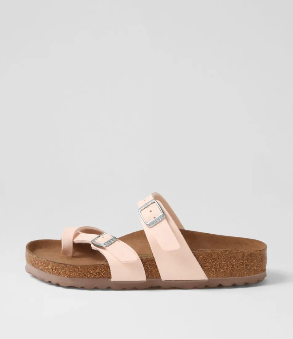 Women BIRKENSTOCK Comfort<Mayari Earthy Vegan Light Rose Birkibuc Slides